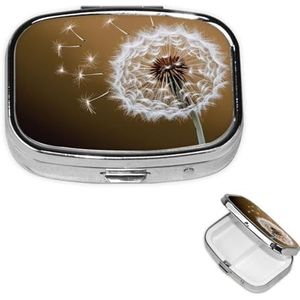 Pillendoos Geneeskunde Pil Organizer Geblazen Paardebloem Bloesem Kleine Pillenkoker Reizen Pillencontainer Draagbare Pillendoos voor Pocket 2 Compartiment Pillenhouder Pillendozen voor Reizen