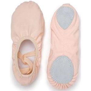 HIKOO DAILY Professionele Kinderen Dans Slippers Volwassen Canvas Zachte Zool Yoga Gym Ballet Schoenen Meisjes Vrouw Man Ballerina, roze, 45(26cm)