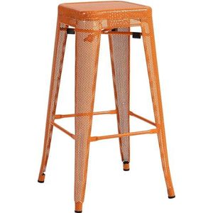 CLP Barkruk Fletcher, barkruk, stapelbaar met vloerbeschermers en voetensteun, bistrokruk met 77 cm zithoogte van metaal, kleur: oranje