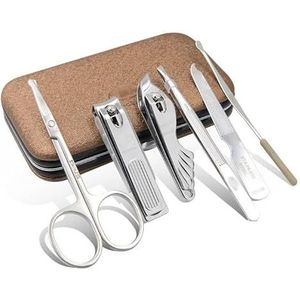 Nagelknipperset Manicureset nagelknipperset, 6 in 1 stuks roestvrijstalen manicureset, professionele verzorgingssets, nagelverzorgingshulpmiddelen met prachtige reisetui Pedicurehulpmiddelen voor voet