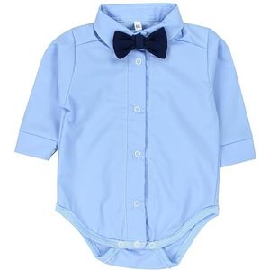 TupTam Baby Romper met Lange Mouw en Kraag, Blauw/Donkerblauw vlinderdasje, 74