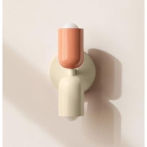 NIUNIAJ Binnen Wandlamp Moderne Wandlamp E27 Binnen Wandverlichting-Op- en neerwaartse verlichting Wandlamp voor Slaapkamer,Woonkamer,Hal,Trap,kinderkamer (roze+beige)