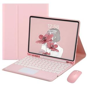 Toetsenbordhoes Voor Galaxy Tab S7/S8/S9/S9FE-11Inch, Oplaadbaar Bluetooth-Toetsenbord Met Touchpad, Ingebouwde Potloodhouder, Tabletmuis,Roze