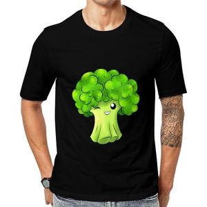 Grappige cartoon broccoli heren korte mouw grafisch T-shirt ronde hals print casual tee tops 5XL
