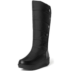 Winterschoenen Warme Damessnowboots Met Pluche, Platformlaarzen Met Halfhoge Kuit, Comfortabele Klassieke Instaplaarzen, Waterdichte Katoenen Donslaarzen for Buitengebruik (Color : Black, Size : 36