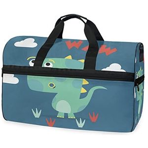 Dinosaurus wolk groen gras sport zwemmen gymtas met schoenen compartiment weekender duffel reistassen handtas voor vrouwen meisjes mannen