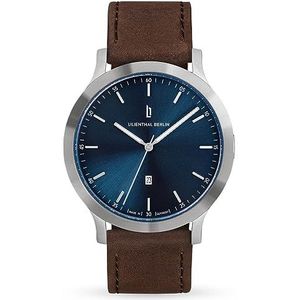 Lilienthal Berlin, Quartz horloge Huxley Silver Blue met armband Leather Brown, zilver, Met bandjes