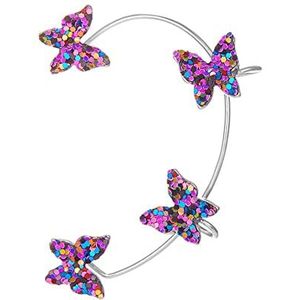 Nieuwe lovertjes vlinder oorclips en oorbellen met geïntegreerde oorbellen gepersonaliseerde vlindergassen oorbellen zonder piercing (Size : Natural)