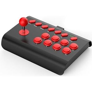 SQALCXY Y02 Draadloze arcade-gamebesturing, rocker voor PS4 Switch, console, controller, pc, tv, Android, iOS, telefoons, joystick, gamepad, accessoires (zwart-rood)