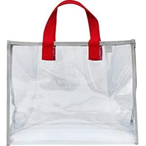 Tumnea Grote waterdichte transparante stranddraagtas, Unisex, rood + grijs, 35,5 x 28 x 15 cm, dames, tieners en hoger