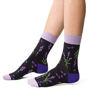 STEVEN Mooie Katoenen Sokken Met Bloemenpatroon Voor Dames En Tieners, Halfhoge Damessokken Met Bloemenprint, Verliefd Op De Natuur, Veelkleurig, Twee Maten Beschikbaar: UK3-4.5,5.5-7/EU 35-37,38-40