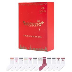 Occulto Heren & Dames Sokken Adventskalender 12 paar, Kers Tennissokken Dames Rood 35-38