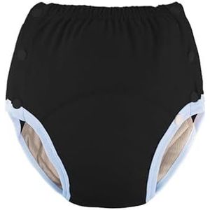 Katoenen incontinentiebroek voor volwassenen: wasbaar, ademend, verstelbaar, lekvrij ondergoed voor ouderen (zwart, 3XL)