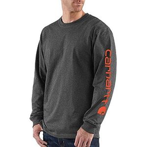 Carhartt Heren Signature Logo Long Sleeve T-Shirt, antraciet gemêleerd, XL