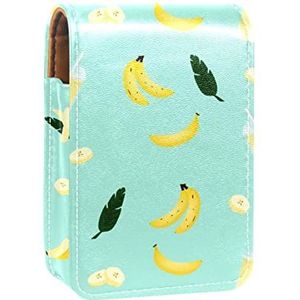 Lipgloss Houder Lipstick Case Draagbare Mini Lipstick Opbergdoos Reizen Lipstick Organizer Case met Spiegel voor Vrouwen Voedsel Achtergrond, Meerkleurig, 9.5x2x7 cm/3.7x0.8x2.7 in