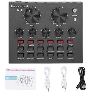 Geluidskaartset, Microfoon Studio V8 Geluidskaart Fantoomvoeding Kits Bm800 Condensator Microfoon for PC Computer Opname Karaoke Streaming(V8 Sound Card)