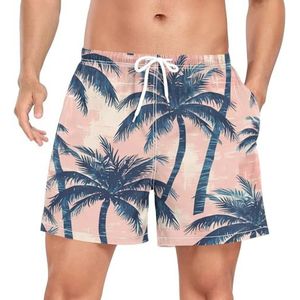 Wzzzsun Abstracte tropische palmboom heren zwembroek board shorts sneldrogende kofferbak met zakken, Leuke mode, L
