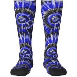 YsoLda Kousen Compressie Sokken Unisex Knie Hoge Sokken Sport Sokken 55Cm Voor Reizen,Donkerblauw Tie Dye, zoals afgebeeld, 22 Plus Tall