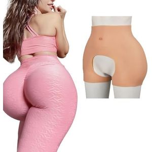 Adima Open kruis nep-billenbroek, siliconen billenlift met opvulling, corrigerende shorts, heupverhoger slip voor crossdresser,Bruin,M
