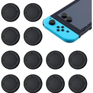 12 siliconen joysticks, controller, zwarte greepafdekkingen, geschikt voor Switch joystick-doppen, game-ervaring verbeteren, joystick beschermen, levensduur verlengen (zwart)