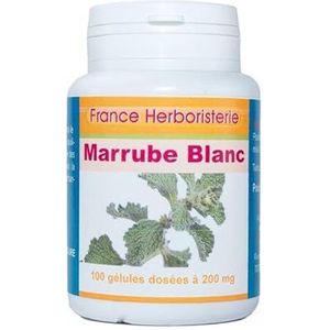 Witte marrobe capsules, 100 capsules, gedoseerd met 200 mg.