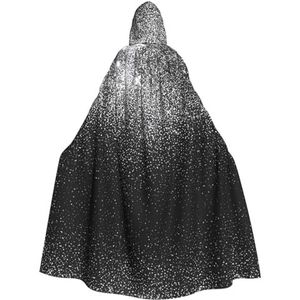 LHMDPBE Mannen Vrouwen Hooded Halloween Kerstfeest Cosplay Kostuums Gewaad Mantel Cape Unisex Glanzend Zilver Glitter Prints