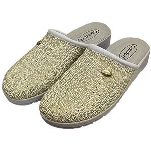 Sanitaire pantoffels voor dames, antislip clogs, zacht leer, verschillende kleuren, Goud, 36 EU