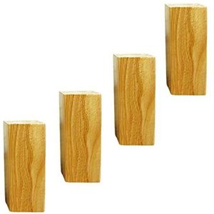 Massief houten meubelpoten, sofa voeten, Vierkante bankpoten, rubberen houten set van 4 houten tv-kastpoten, solide vervangende meubels fauteuil kastpoten poten, met accessoires (zwart12cm) (Color :