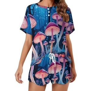 Magic Mushroom Mode 2 Stuks Dames Pyjama Sets Korte Mouw Nachtkleding Zachte Loungewear Stijl-10