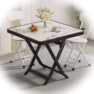 Zhoudong Opvouwbare bijzettafel, draagbare ronde bijzettafel, 32/35 inch kleine terrastafel, vierkante opvouwbare speelgoedtafel voor buiten/binnen, minimalistische eettafel voor terras/keuken,