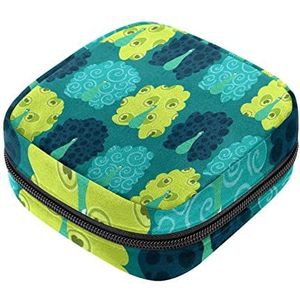 Maandverband Opbergtas, Vrouwelijke Product Pouches Draagbare Periode Kit Tas voor Meisjes Vrouwen Dames Pauw Patroon Groen Blauw, Meerkleurig, 4.7x6.6x6.6 in/12x17x17 cm