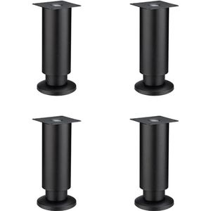 Verstelbare kastpoten, roestvrijstalen meubelpoten, vervangende steunpoten for metalen banken, met schroeven, set van 4(Color:Black,Size:25cm/9.84in)