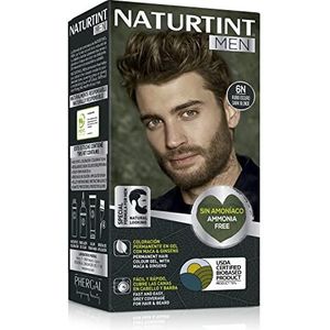 Naturtint Men Biologisch | Ammoniakvrije permanente kleuring voor mannen | 100% grijze haren & baardkleuring | natuurlijke en langdurige kleur | natuurlijke ingrediënten | 6N donkerblond..