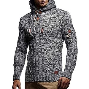 Wintertrui, Heren herfst winter hoodie met capuchon, warme, slanke gebreide trui(Gray,M)
