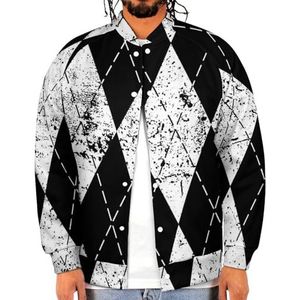 Argyle Geruite Preppy Stijl Grappige Mannen Baseball Jacket Gedrukt Jas Zachte Sweatshirt Voor Lente Herfst