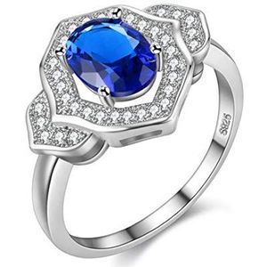 S925 sterling zilveren ring ingelegde eenvoudige zespuntige ster zirkoon damesring verlovingsring sieraden