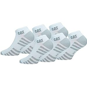 Caterpillar 6 paar enkellange sneakersokken - voor elk gebruik - versterkte teen en hielen - van katoen (Wit, 43-46)