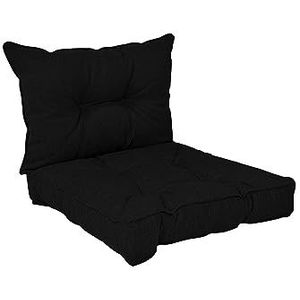 POKAR Loungekussen, stoelkussen voor stoel, rotanmeubels, tuinmeubelen, kussens, set van 2 zitkussens 70 x 70 x 10 cm + rugleuning 70 x 40 x 10 cm, zwart