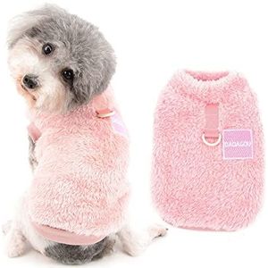 Ranphy Kleine hond fleece trui vest voor jongens meisjes pullover jas met D-ring winter warm sweatshirt zachte kat huisdier kleding koud weer pup kleine puppy shirt, roze, S