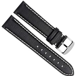 dayeer Echt lederen horlogeband voor horloge Ticwatch 2 horlogebanden 20 mm Quick release horlogeband met pinnen (Color : Black X white line, Size : 18mm)