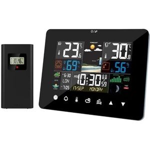 Multifunctioneel weerstation Wekker Thermometer Hygrometer Touchscreen Draadloze sensor Zonsopgang Zonsondergang Hygrothermograaf,Nauwkeurig voorspellen(FJ3362G)