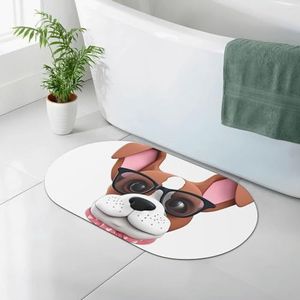 GeRRiT Hond met glazen bedrukt Diatomeeënaarde badmat Absorberende badkamer mat Badkamer tapijt