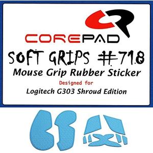 Corepad Soft Grips - Zelfklevende voorgesneden anti-slip stickers voor PC Gaming muizen (Blue, Logitech G303 Shroud Edition)