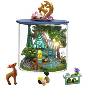DIY miniatuur poppenhuisset, miniatuurhuisset, 3D houten poppenhuisset, magisch huis met stofdichte hoes en led (Wonderland)