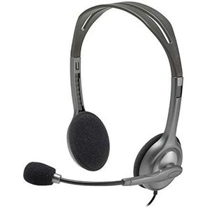 Logitech H110 hoofdtelefoon met microfoon, 3,5 mm (1/8 inch), PC/games, supraauraal, 20-2000 Hz, binauraal, 981-000214, grijs