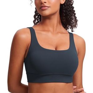 CRZ YOGA Butterluxe Womens U Back Sport BH met Scoop Neck Gewatteerde Low Impact Yoga Bra Workout Crop Top met Ingebouwde BH echte marine M