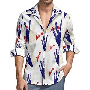 Frankrijk vlag palm heren button down shirt lange mouwen V-hals shirt casual regular fit tops