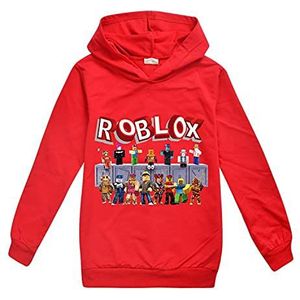 Jongens Kids Cartoon Sweatshirt Hoody Hoodie Lange Mouw Sportkleding Casual Trui Trainingspak Ro-blox Game Gift, Rood, 11-12 jaar