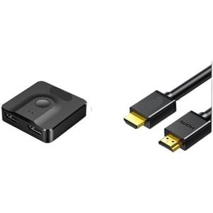SHXSYN HDMI-schakelaar één-naar-twee-op-één HDMI-uitgang in een video-uitgang computerscherm high-definition splitter dp4k TV (kleur: standaard model 1 meter HDMI)