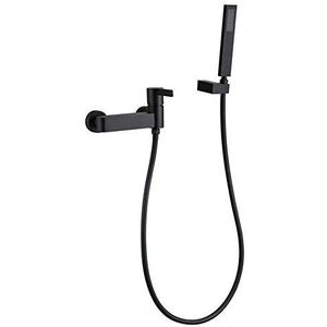 Matte Black Bathroom Bath Shower Kit Brass Bathtub Mixer Faucet with Brass Hand Shower 1 Set